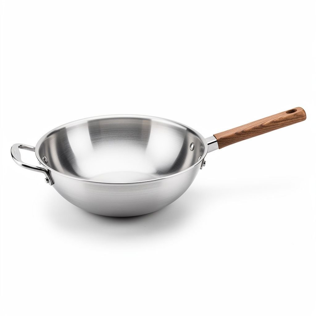 Carbon Steel Wok, 14 Inch with Wooden Handle