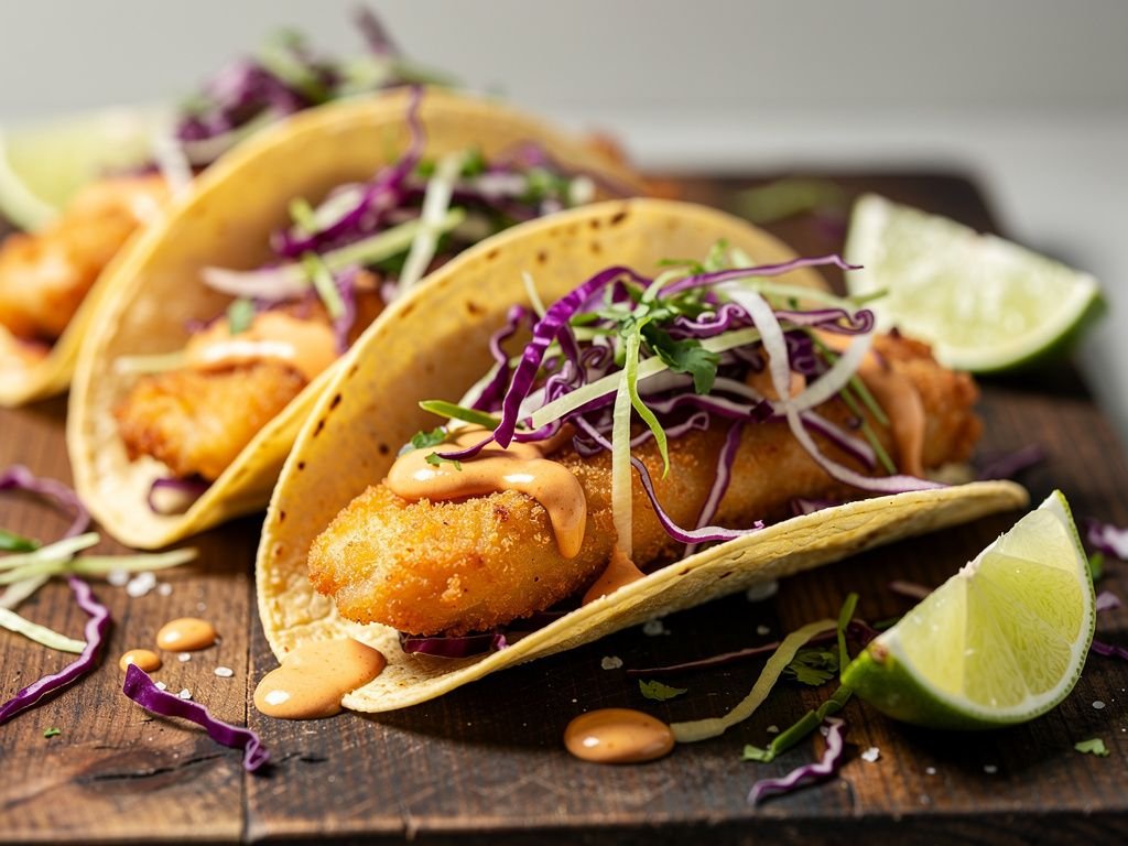 Crispy Beer-Battered Fish Tacos with Cabbage Slaw