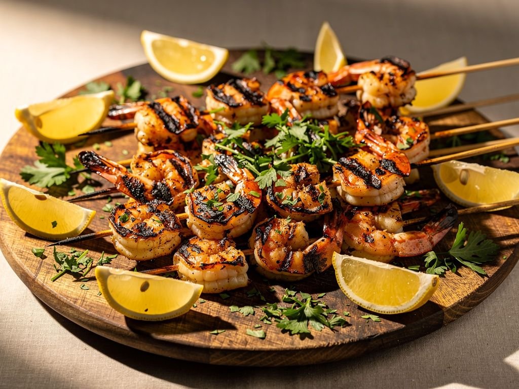 Grilled Garlic Lemon Shrimp Skewers
