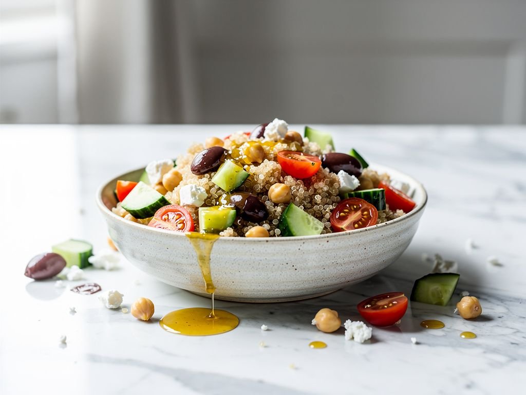 Mediterranean Quinoa Bowl with Chickpeas and Feta