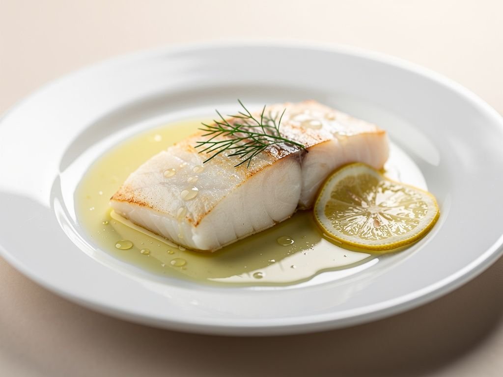 Poached Halibut in White Wine Court Bouillon