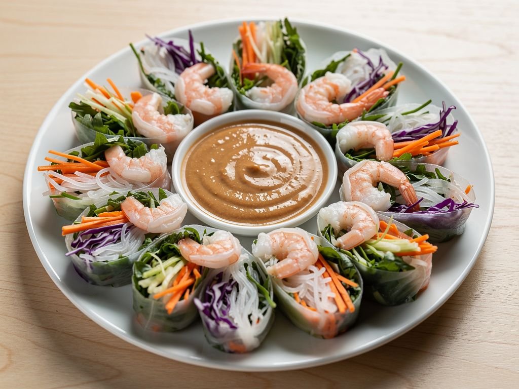 Vietnamese Fresh Spring Rolls with Peanut Sauce