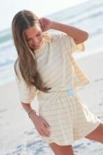 Double Stripe Patch Crewneck Top